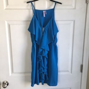 Blue full zip ruffle Dress from Francesca’s
